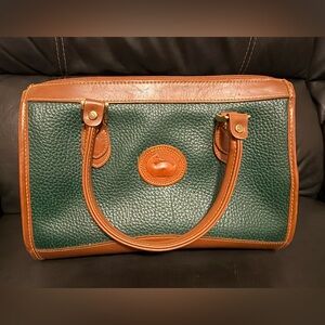 Green and Brown Leather Tote Bag